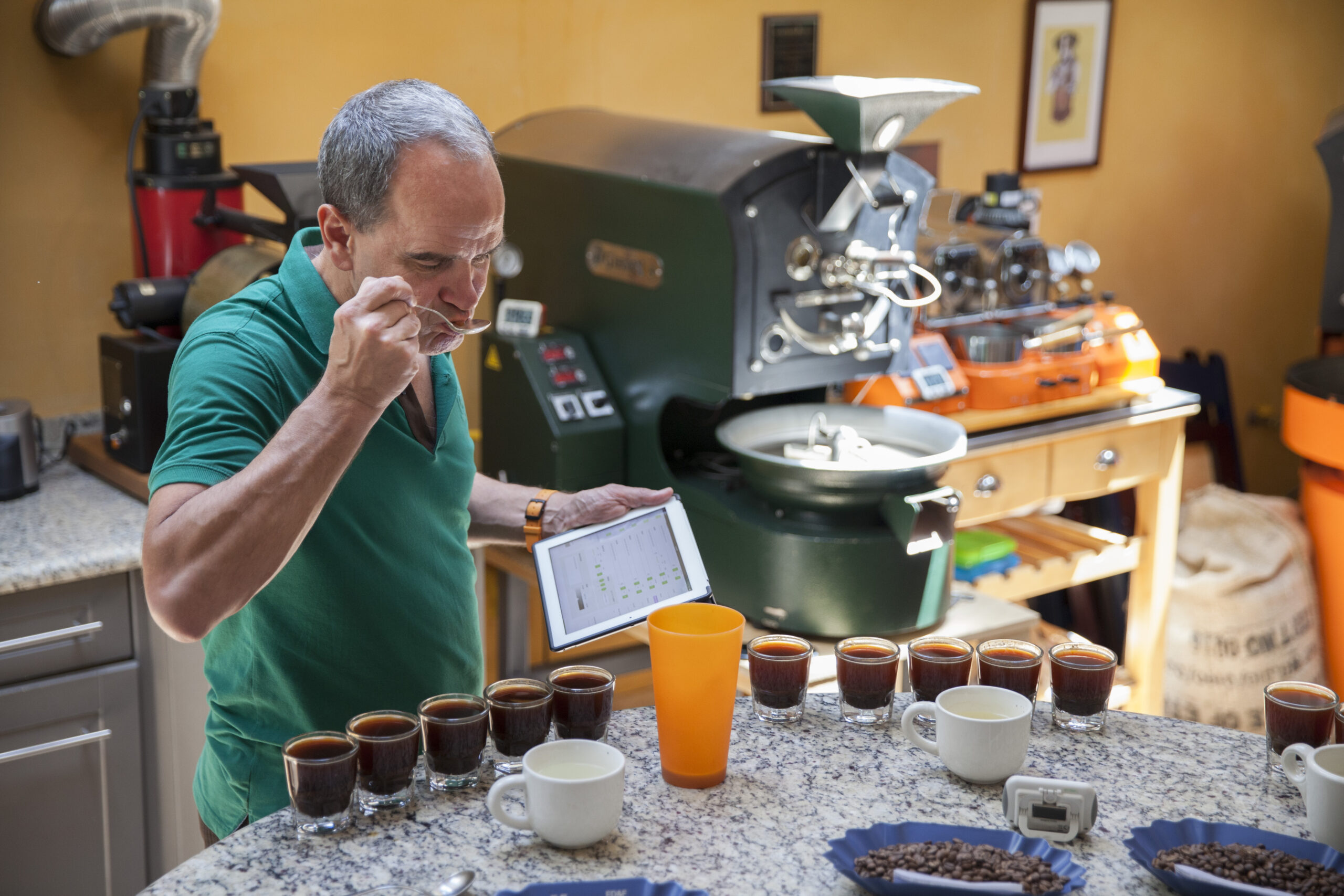 Photographing Cupping Session with Willem Boot and Cropster in Mill Valley, CA