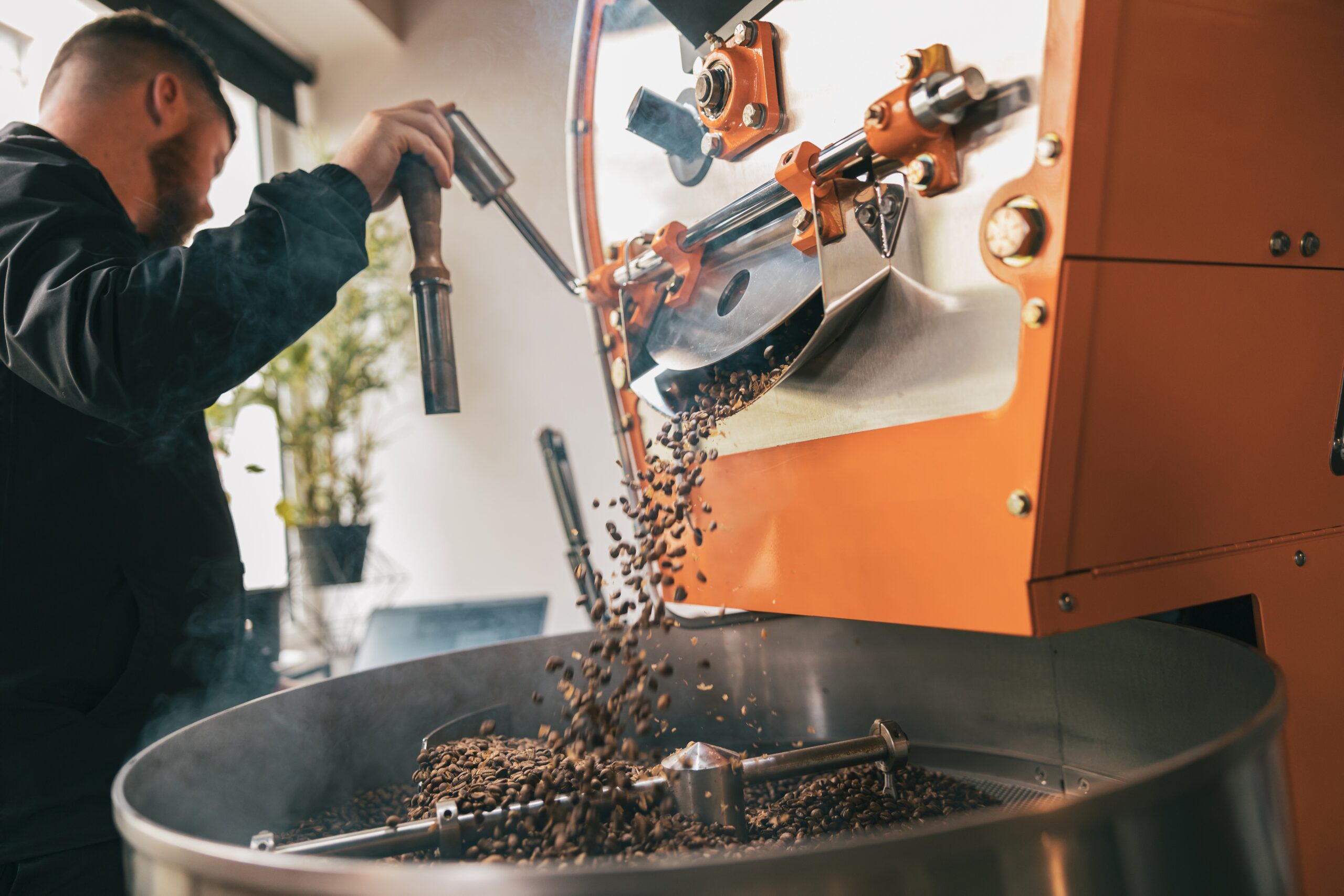 Roaster roasting coffee