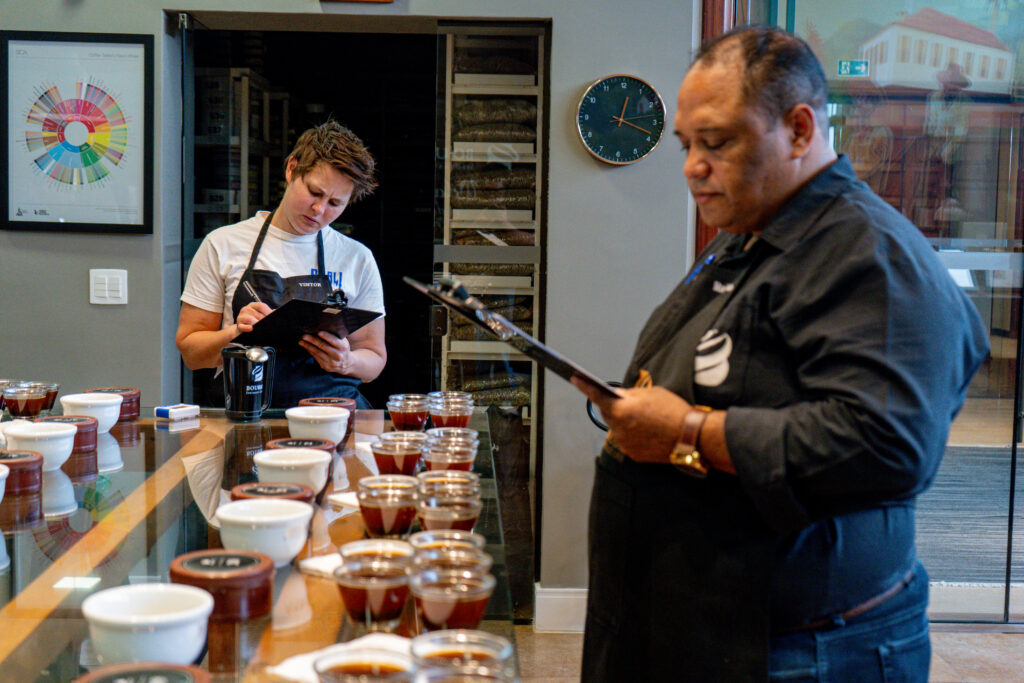 Lucy ward cupping coffee